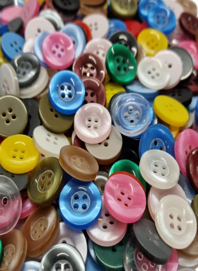RIANZ 280 pcs 15mm Big Buttons for Craft DIY Round Resin Sewing Buttons for Clothes, 4 Holes 14 Colors Ornament Crafts Buttons for Sewing Knitting Arts (Multi Color) - Image 1